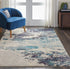 2' X 4' Ivory And Teal Blue Abstract Power Loom Non Skid Area Rug